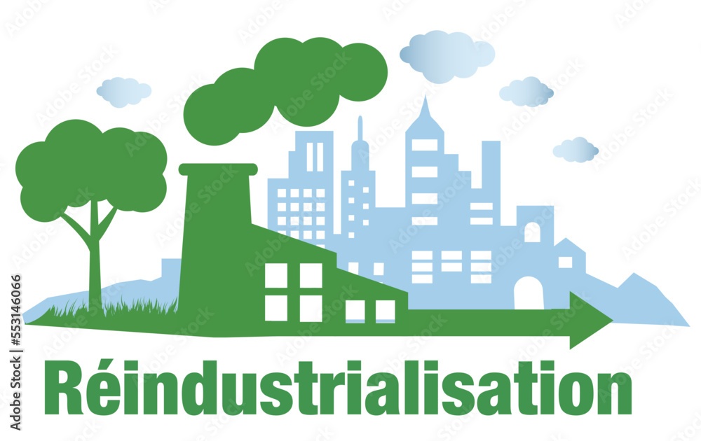 Réindustrialisation et indépendance, concept d'usine, industrie et ville industrialisée, vers la transition énergétique..
