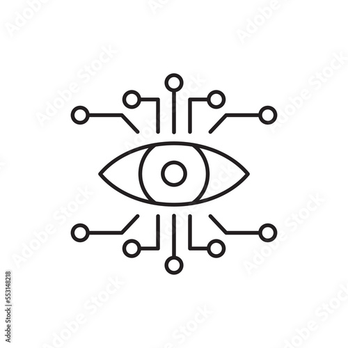 Bionic eye icon. Thin linear bionic eye outline icon isolated on white background from artificial intellegence and future technology collection.