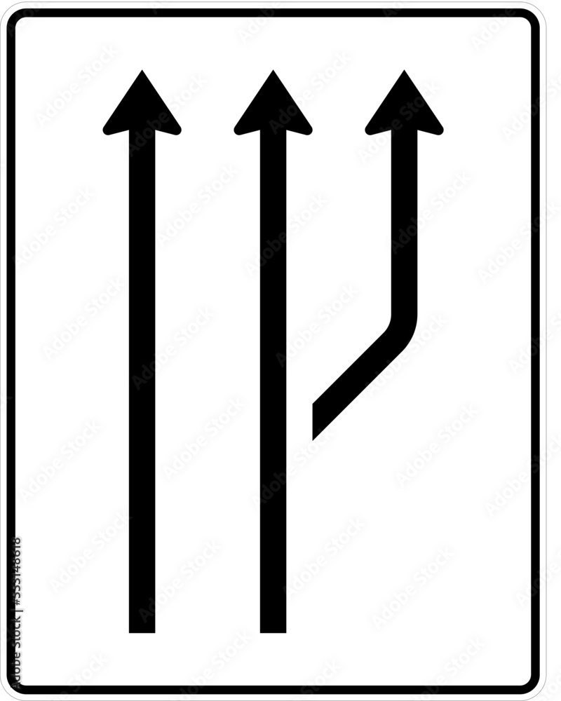 This sign indicates the end of a lanelanes. All the traffic in this lanethese lanes must merge into the adjacent lane. Direction Signs, road signs Germany This sign indicates the end of a lanelanes. All the traffic in this lanethese lanes must merge into the adjacent lane. Direction Signs, road signs Germany