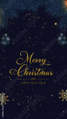 Merry Christmas and Happy New Year, Greeting Card. Vertical. 01.
