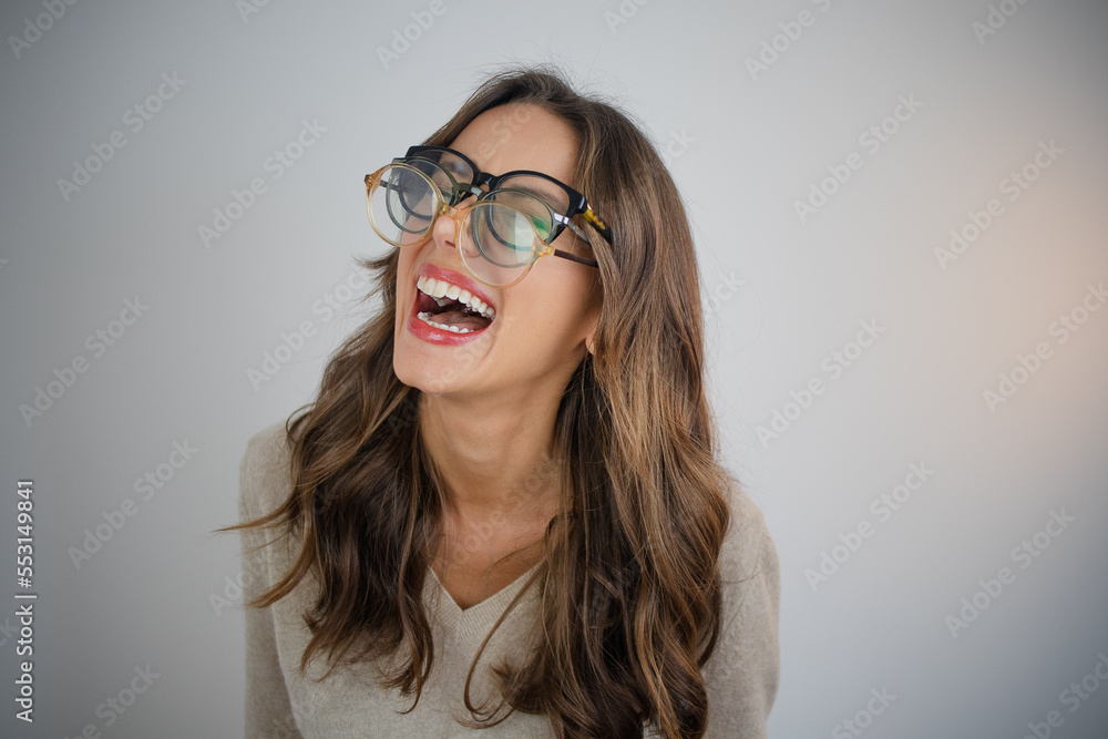 Happy person with glasses funny Happy person with glasses funny