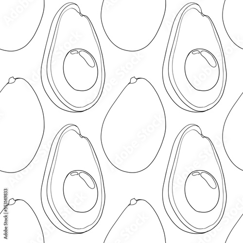 Avocado vector seamless pattern. Food for a healthy diet. 