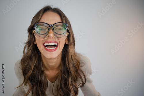 Happy person with glasses funny