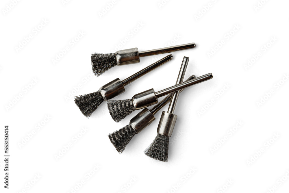 Stainless steel wire brushes isolated on white background. Stainless steel wire brushes isolated on white background.