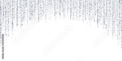 Silver holiday decoration arc glitter garland on white background. Vector