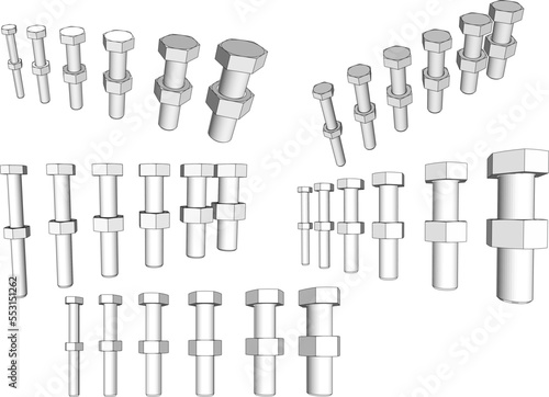 bolt nut vector design with white background