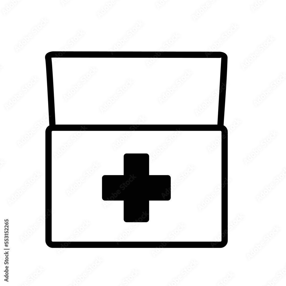 Fototapeta premium black and white first aid kit suitable for use in the world of health