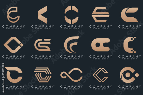 creative letter C logo icon set. design for business of luxury, elegant, simple.