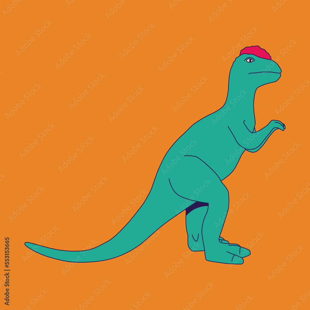 Obraz premium Fashion minimal illustration. Dinosaur. Trendy trippy funny design