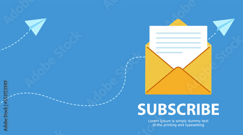 Newsletter subscription concept. banner for online marketing and business. photo