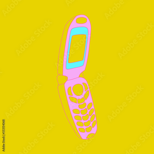 Fashion minimal illustration art. Retro phone. Back in 90s