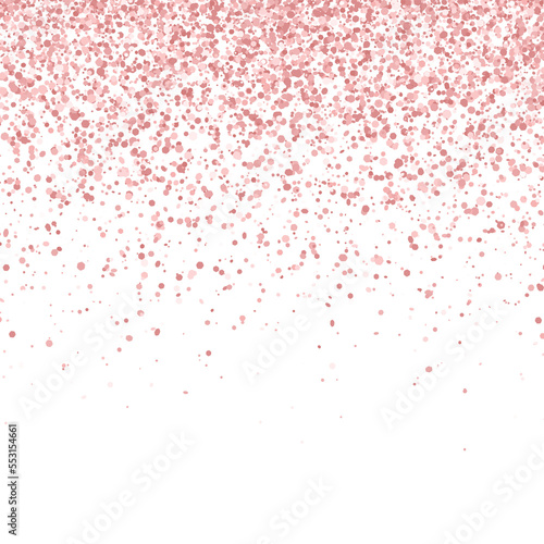 Rose gold falling glitter particles isolated