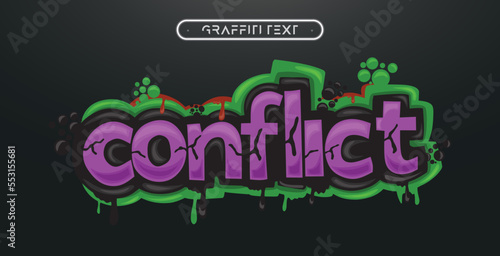 CONFLICT Graffiti text effect, editable spray and street text style