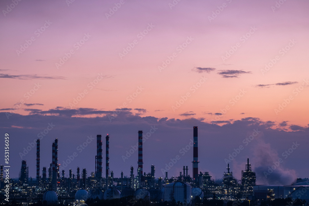 Panoramic view of a petrochemical and refinery industrial area Panoramic view of a petrochemical and refinery industrial area