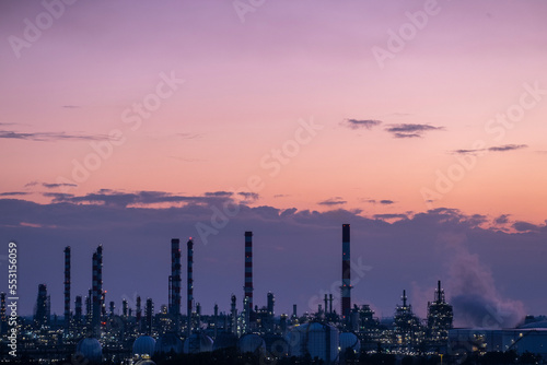 Panoramic view of a petrochemical and refinery industrial area photo