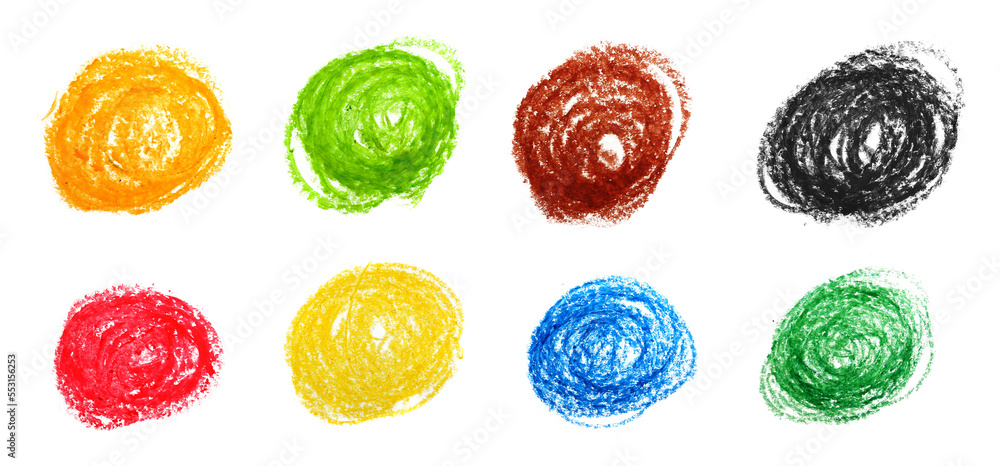 Set of crayons colored brush strokes of pastel Set of crayons colored brush strokes of pastel