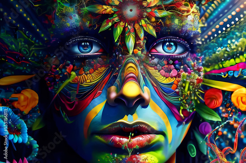 Wallpaper Mural Fluorescent Dreamy Mystical colorful glowing fantasy world Imagination of start of mind Torontodigital.ca