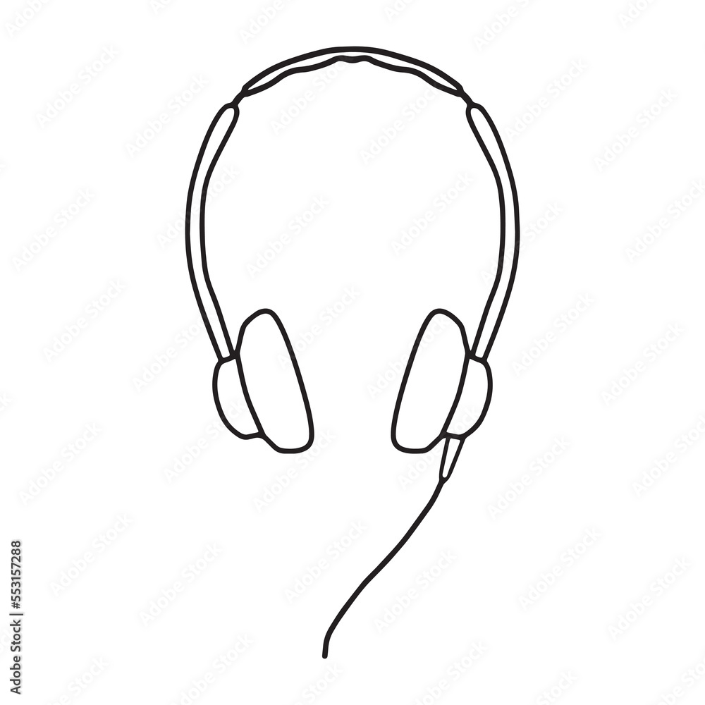 Headphones icon isolated on white background. A musical symbol. Headphones icon isolated on white background. A musical symbol.