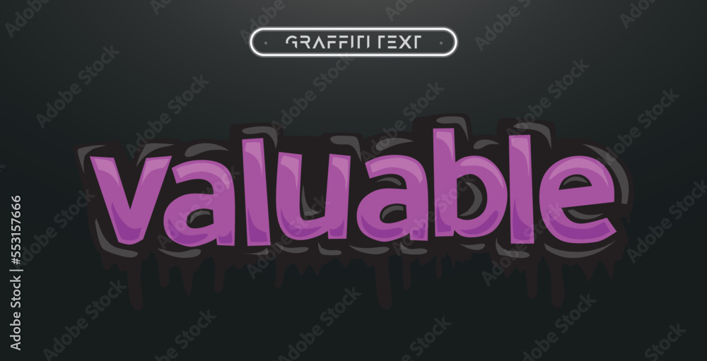VALUABLE Graffiti text effect, editable spray and street text style VALUABLE Graffiti text effect, editable spray and street text style