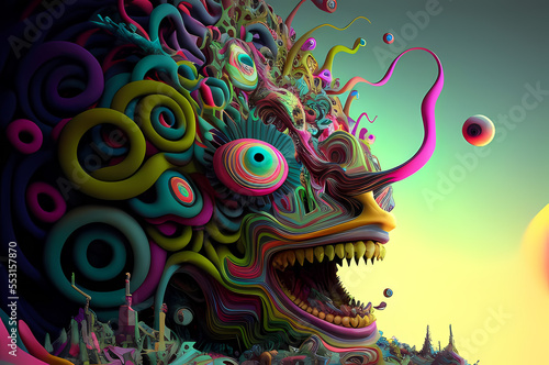 Wallpaper Mural Fluorescent Dreamy Mystical colorful glowing fantasy world Imagination of start of mind Torontodigital.ca