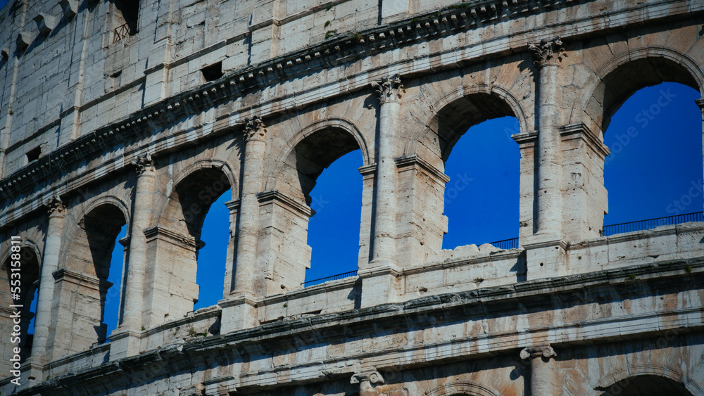 Colosseum window with blue sky 