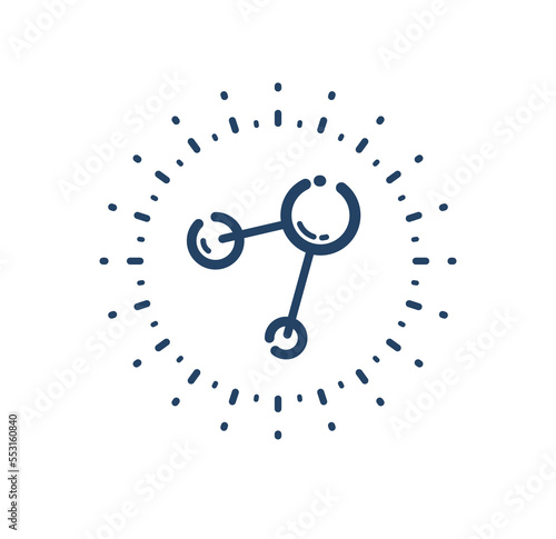 Molecule vector linear icon, science chemistry and physics line art symbol.