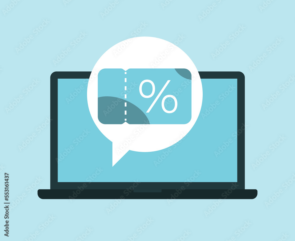 You have a discount card. Notification from store or app on laptop screen You have a discount card. Notification from store or app on laptop screen