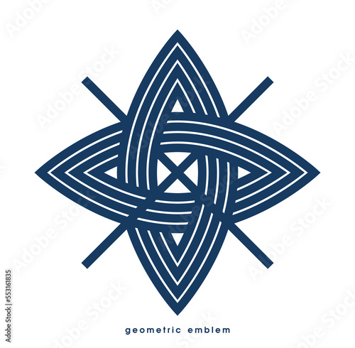 Abstract geometric vector logo isolated on white, linear graphic design modern style symbol, line art geometrical shape emblem or icon.