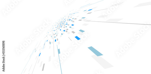 Abstract vector blue background, communication technology concept, 3d bits flying in perspective, futuristic abstraction.
