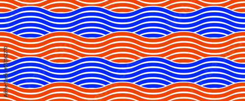 Wavy lines water seamless pattern vector, 3D dimensional endless background wallpaper design image, geometric stripy curved tillable texture.