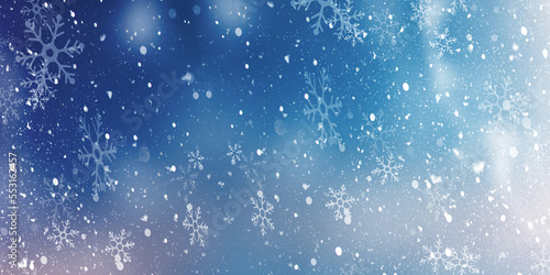 Winter background with snowflakes. The mood of the New Year and Christmas. Festive background. Background for a postcard. Empty space to insert text.