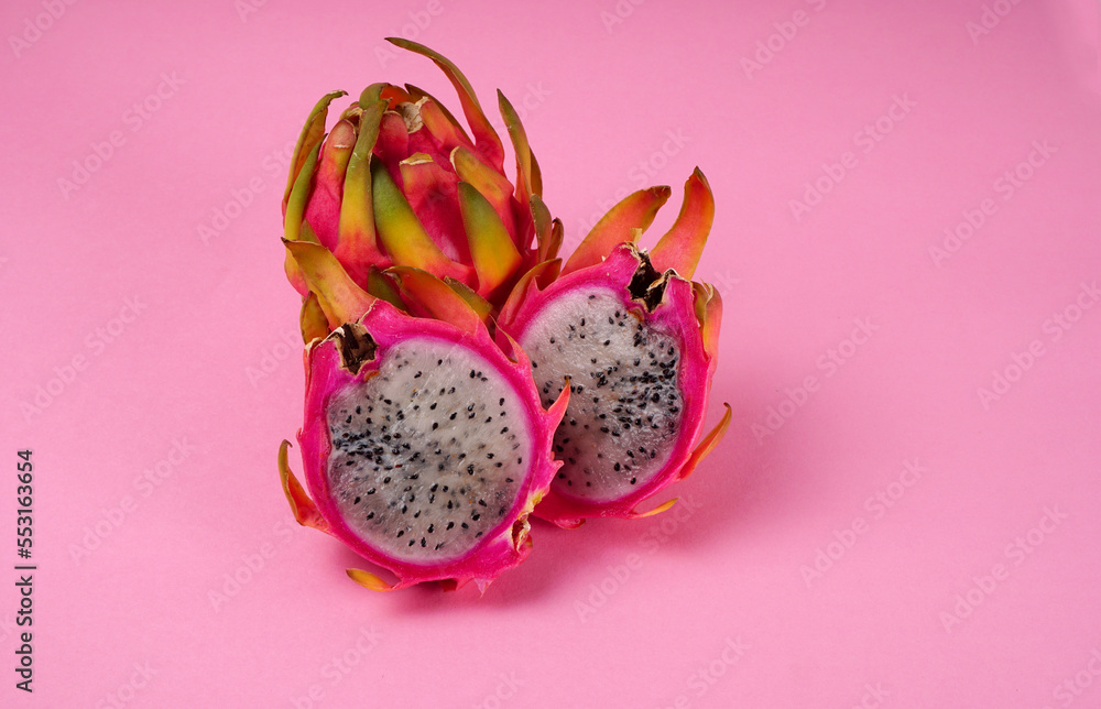 Healthy dragon fruits or pitaya isolated on texture background. Healthy dragon fruits or pitaya isolated on texture background.