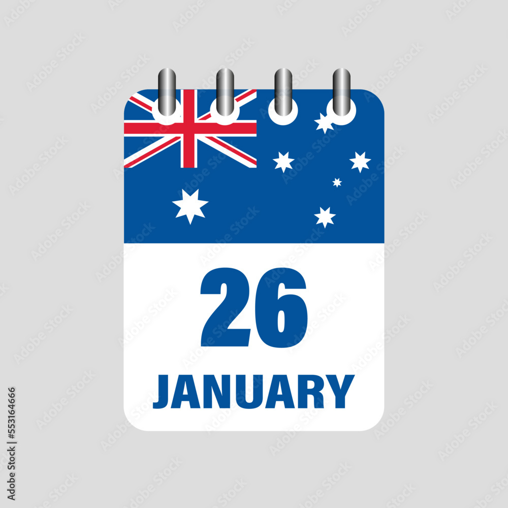 Fototapeta premium Calendar with Australia Independence Day. Vector icon