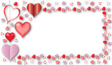 beautiful frame of red and pink hearts on a light background
