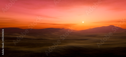 sunset twilight scenery in the sand desert