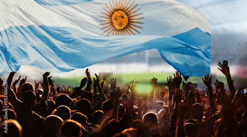Fotografía soccer supporters and Argentina flag