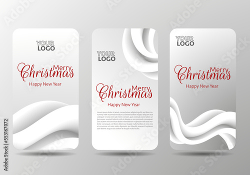 Vector trendy editable merry christmas set of templates for social media network stories. Modern design backgrounds.