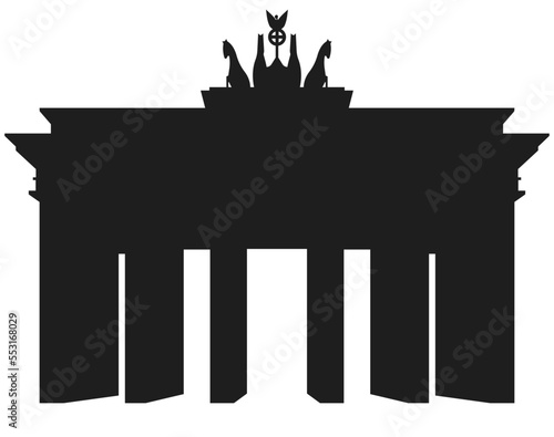 Brandenburg Gate skyline banner. Black and white silhouette of Brandenburg Gate. Vector template for your design.