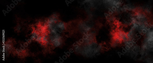 Burning coals and crack surface. Black and red rock stone background. Dark red horror scary background. Old wall texture cement black red background. Red grunge textured stone wall background. © Aquarium
