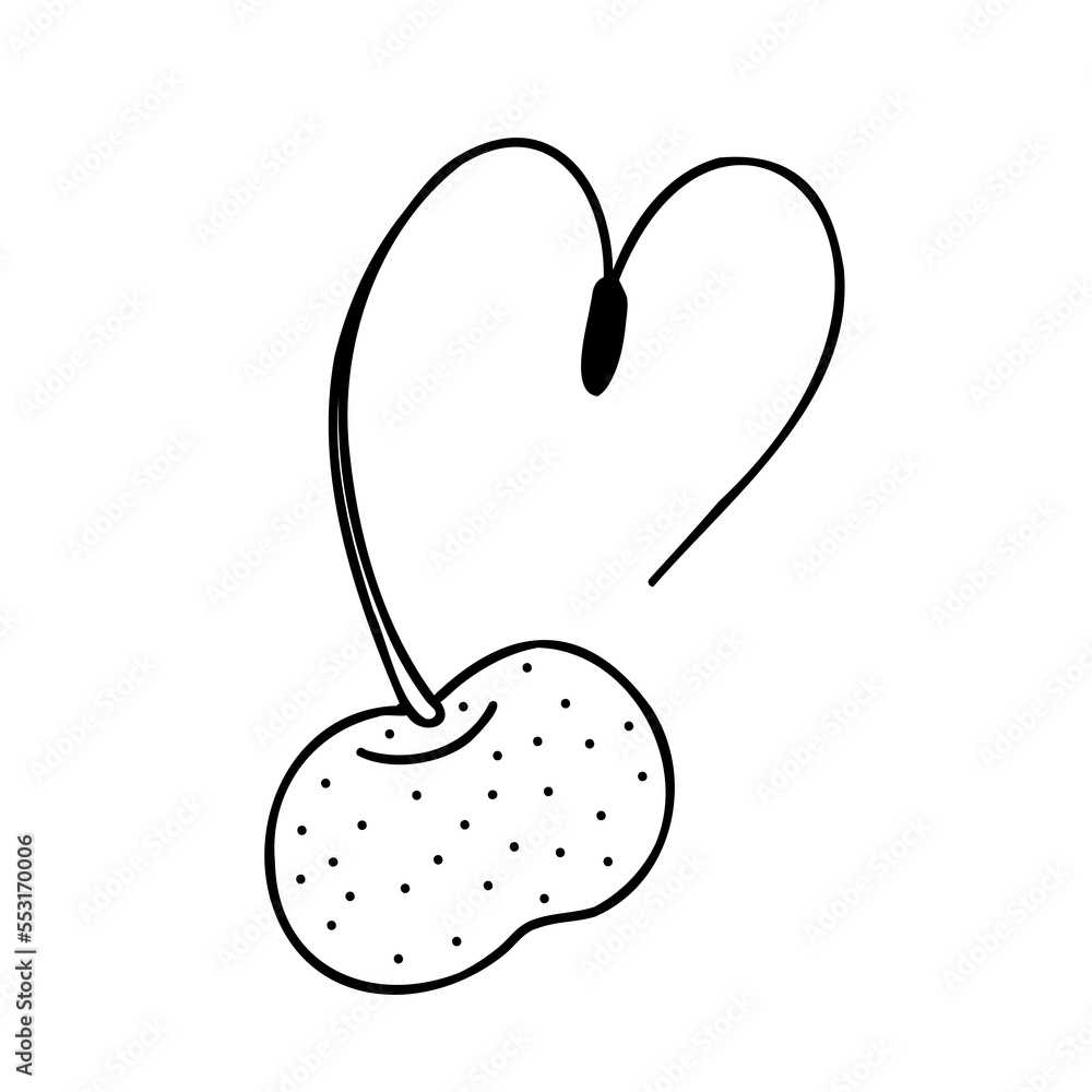 Fototapeta premium Cherry in the shape of a heart. Icon design. Vector