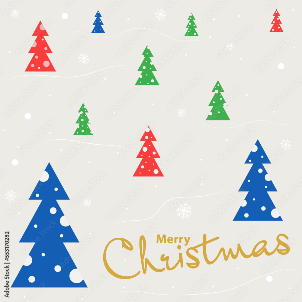Template for New Year and Christmas greetings. A holiday card, banner, poster or invitation. A design idea with a festive Christmas tree balloons and snow