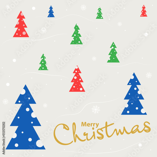 Template for New Year and Christmas greetings. A holiday card  banner  poster or invitation. A design idea with a festive Christmas tree balloons and snow