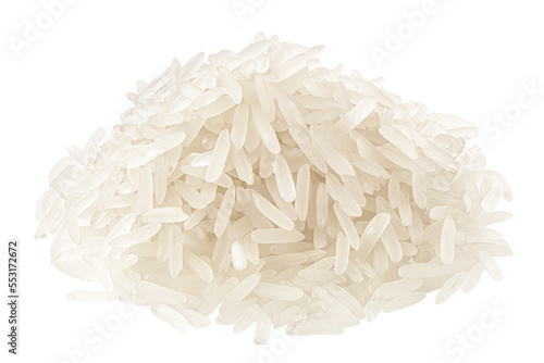 Pile of raw elongated white rice, isolated png