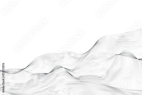 Abstract teal wave swirl swoosh isolated on white background. Dynamic wave swoosh movement, modern trendy design for banner or poster.