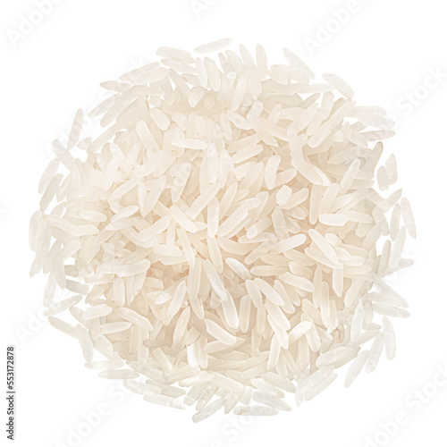 Canvastavla Pile of raw elongated white rice, isolated, top view png