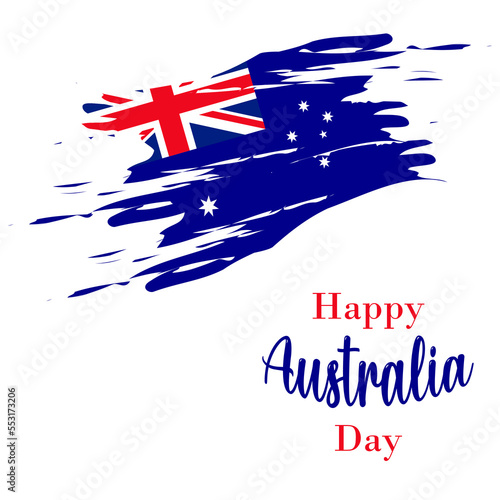 happy australia day with paintbrush of australia flag