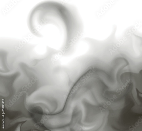 Realistic black fog or smoke, mist effect. Smoke on white background. Vector vapor in air, steam flow. Clouds.