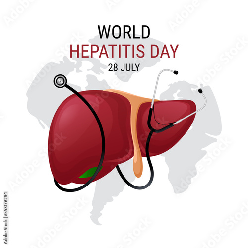 World hepatitis day background, with stethoscope and world map background