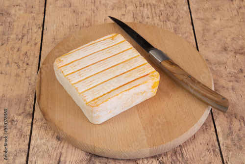 Fromage à pâte molle et à croûte lavée en gros plan photo