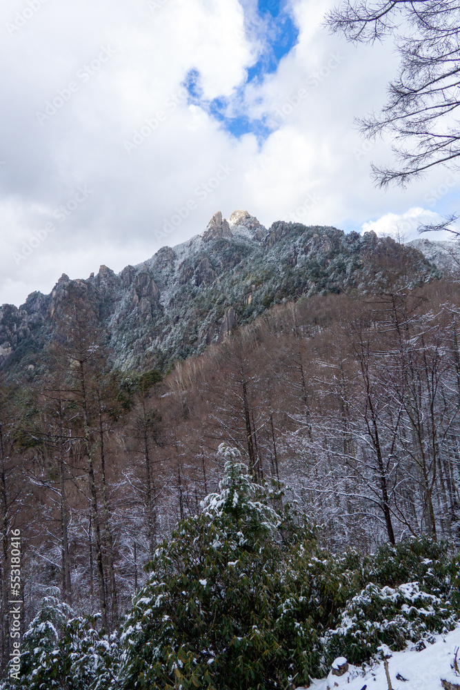 雪に覆われた瑞牆山